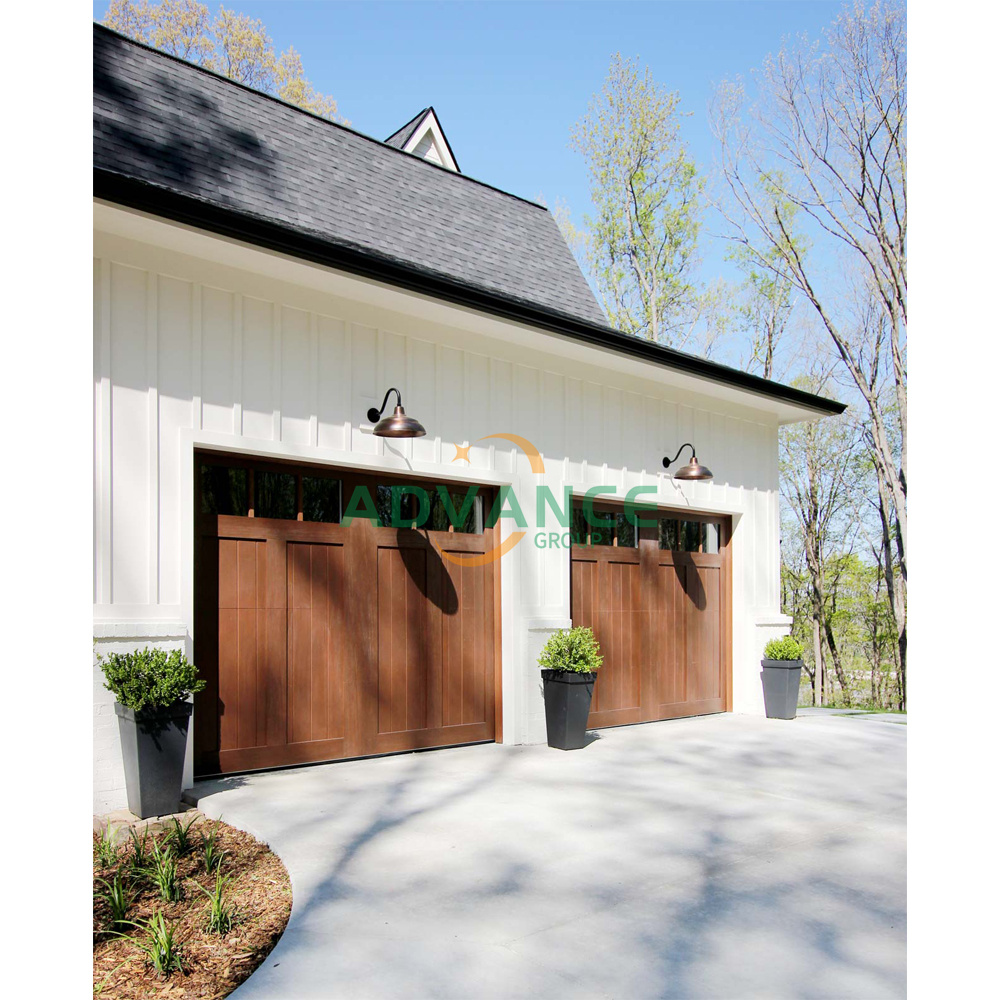Solid Wood Sectional Overhead Garage Door, Custom Natural Timber Garage Door for Luxury Villa