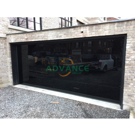 Luxury Frameless Mirror Glass Sectional Overhead Garage Door for Modern Villa 4